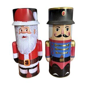 Santa Claus & Soldier Houdini Cookie Holder Tin Christmas Coin Bank 2013